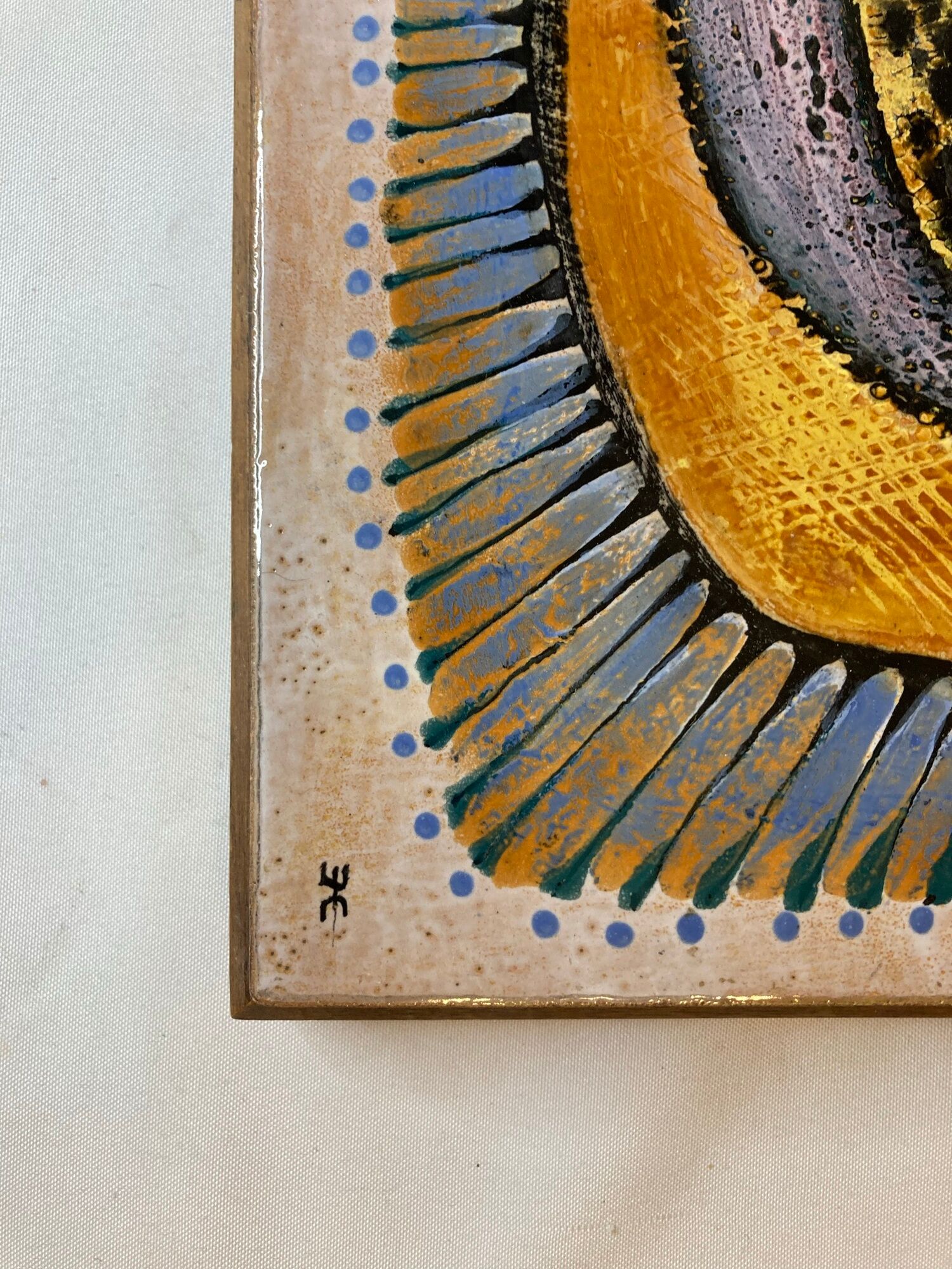 Ceramic plate Sant Vicens monogram XXth