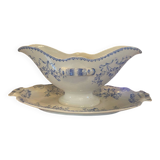 Mozart pattern earthenware gravy boat stamped Sarreguemines