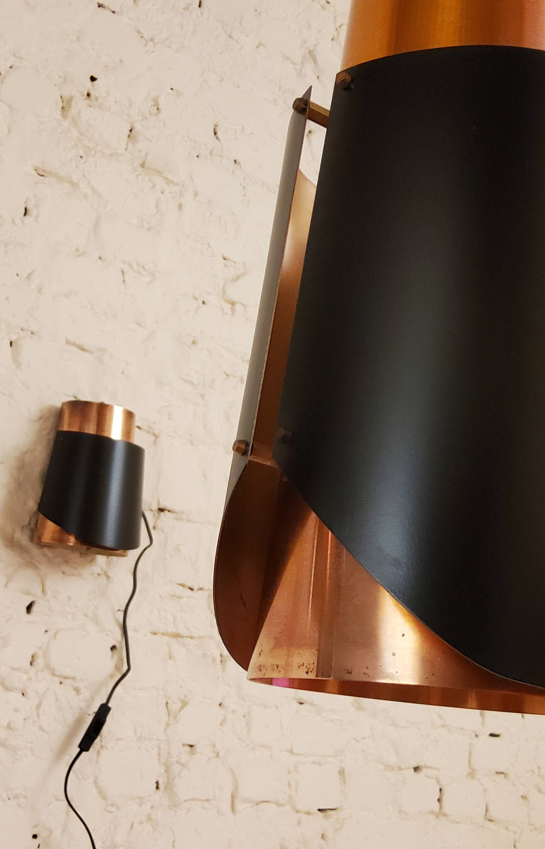 Vintage black brass 'østerport' pendant and wall lamp by Bent Karlby for Lyfa, Denmark 1960s