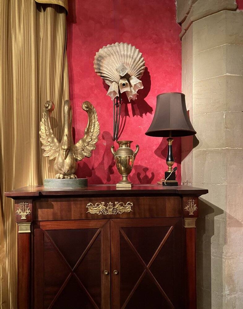 Ittalian Artist, Empire Period Decorative Swan Sculptures, 1800s, Giltwood, Set of 2