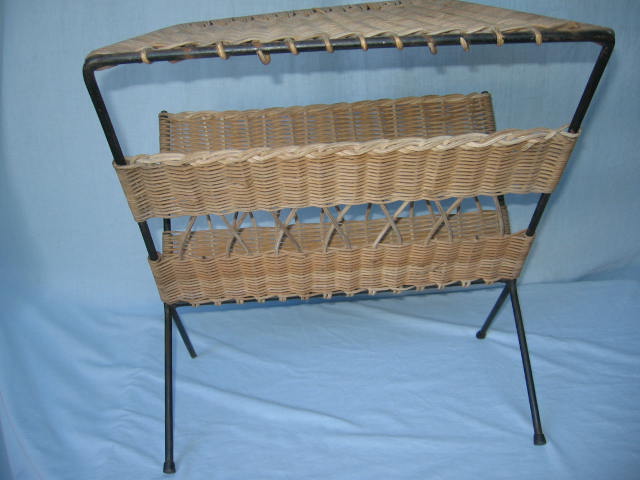 Porte revue vintage fer et rotin