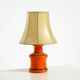 Beautiful 1960s orange ceramic table lamp with Cocoon shade | Made in Italy
