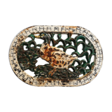 Cast iron dish underside with duck