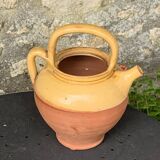 Gargoulette, Provencal jug in artisanal pottery and yellow enamel