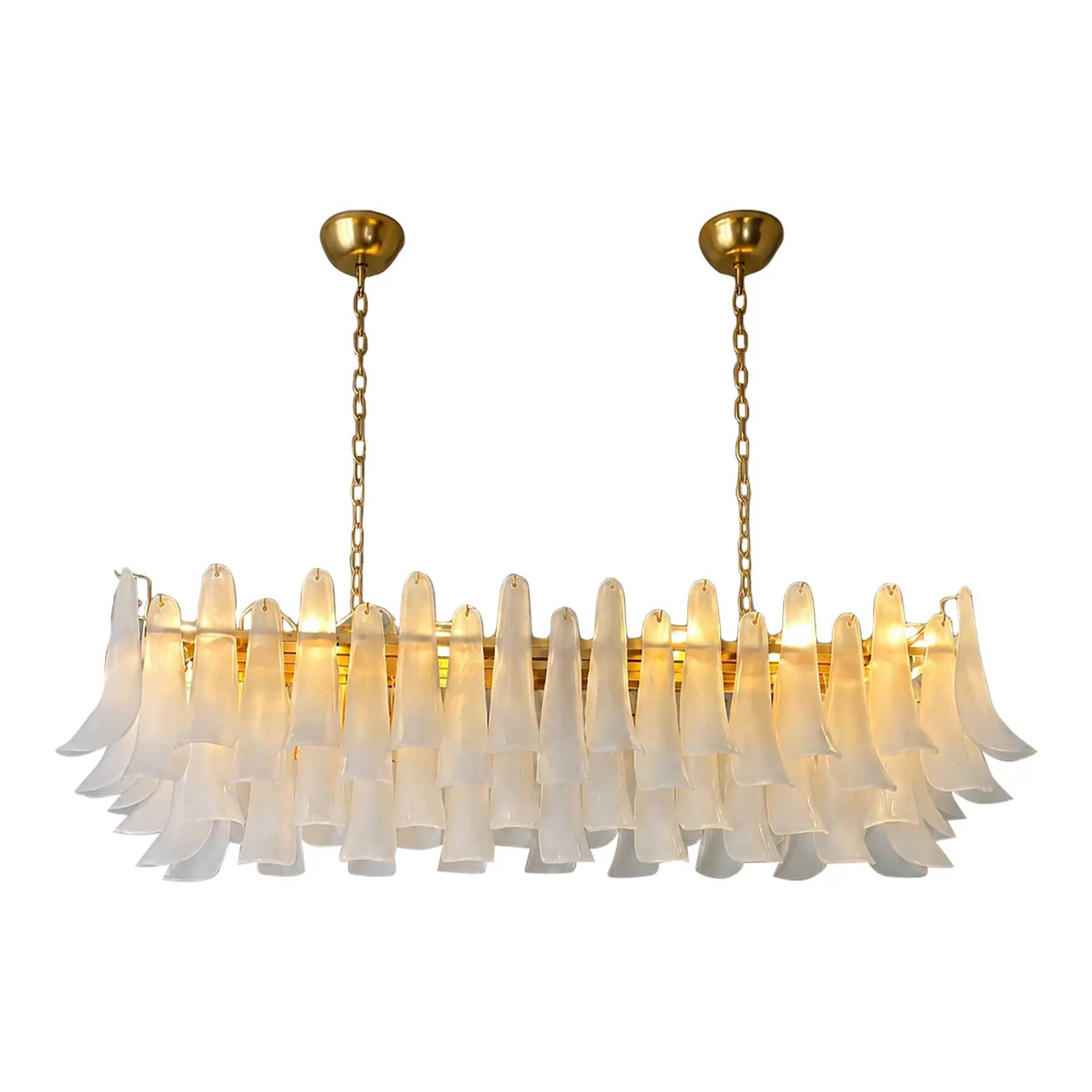Contemporary Modern Frosted "Selle" Murano Glass Rectangular Chandelier in