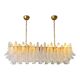 Contemporary Modern Frosted "Selle" Murano Glass Rectangular Chandelier in