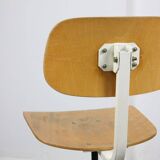 Vintage White & Wooden Swivel Office Chair, 70s