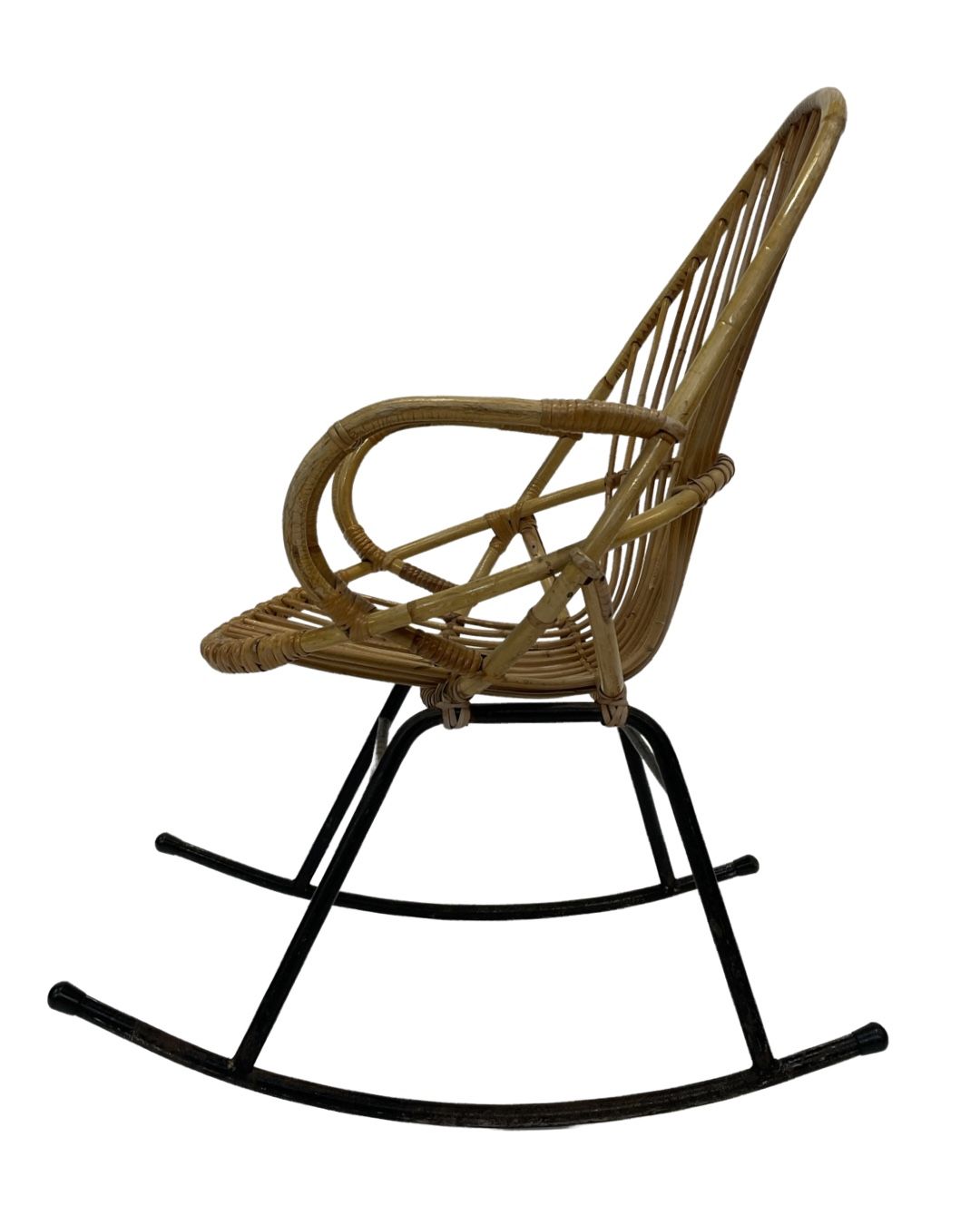 Vintage Dirk van Sliedregt Rohe Noordwolde rattan rocking chair