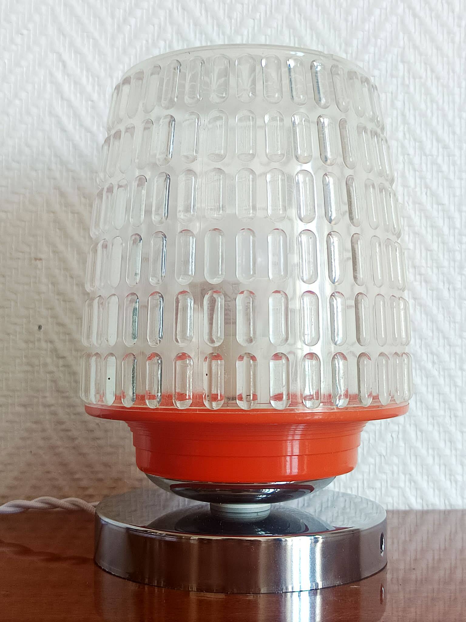 Lampe à poser space age orange et chrome 1970