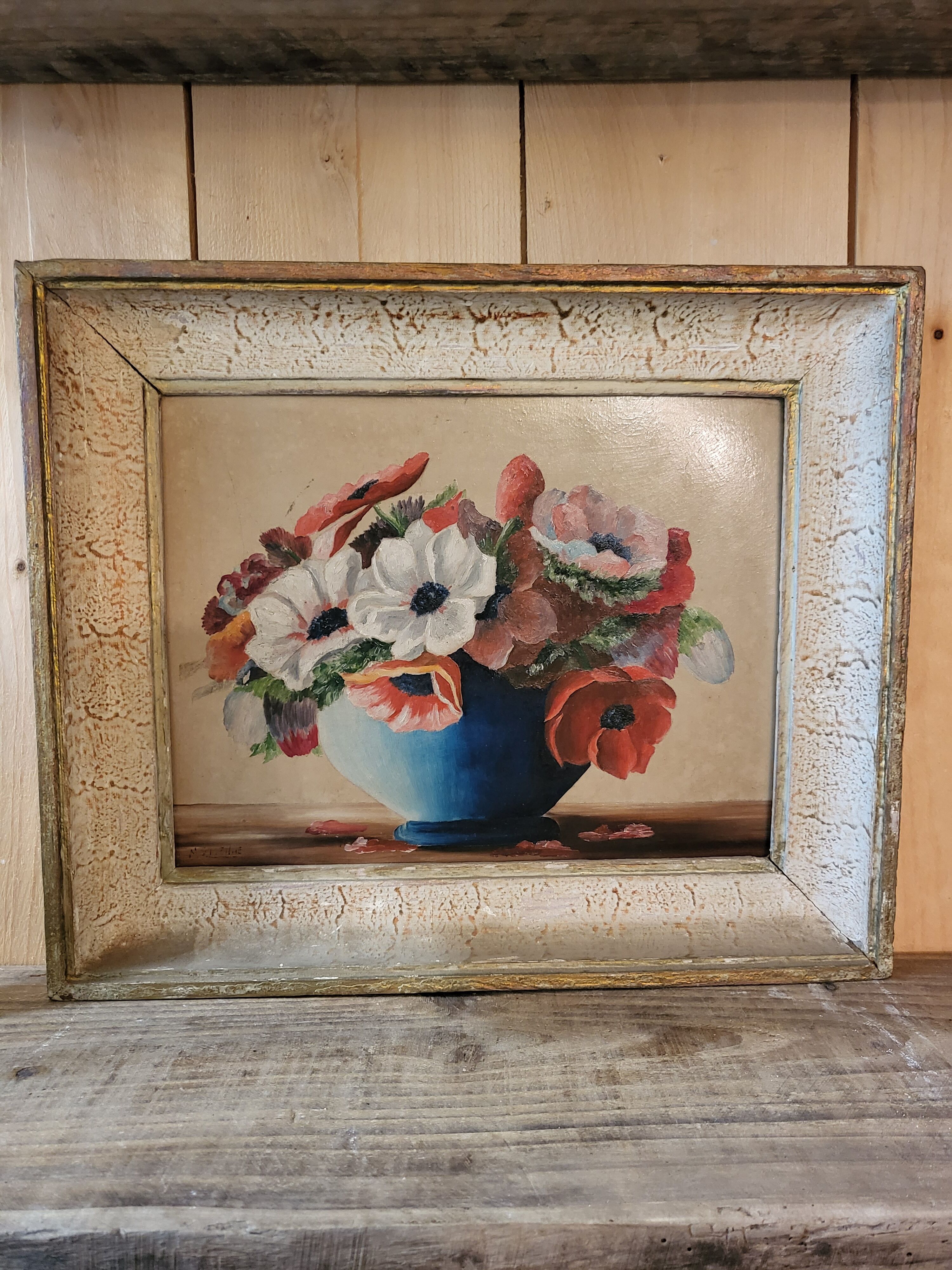 Oil on panel "Anemones"