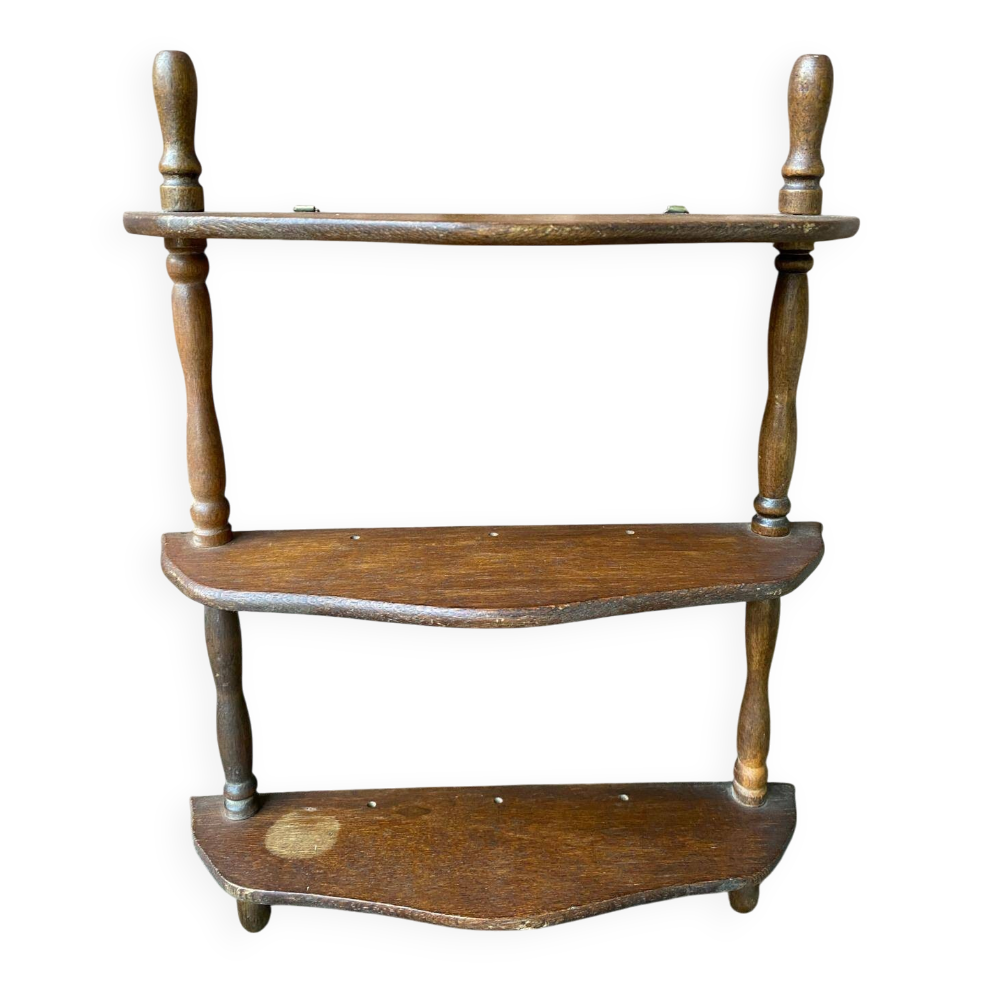 Étagère murale en bois tourné des années 50