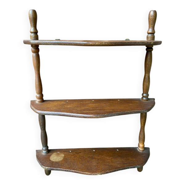 Étagère murale en bois tourné des années 50