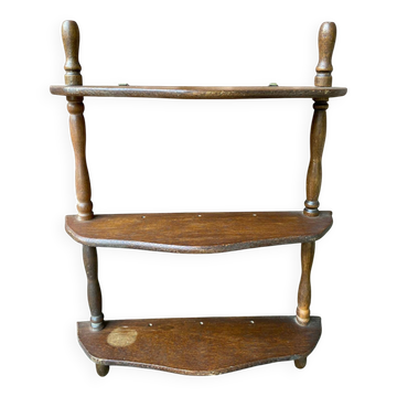 Étagère murale en bois tourné des années 50
