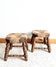 Paire de tabourets de cheminée bois et paille 1950