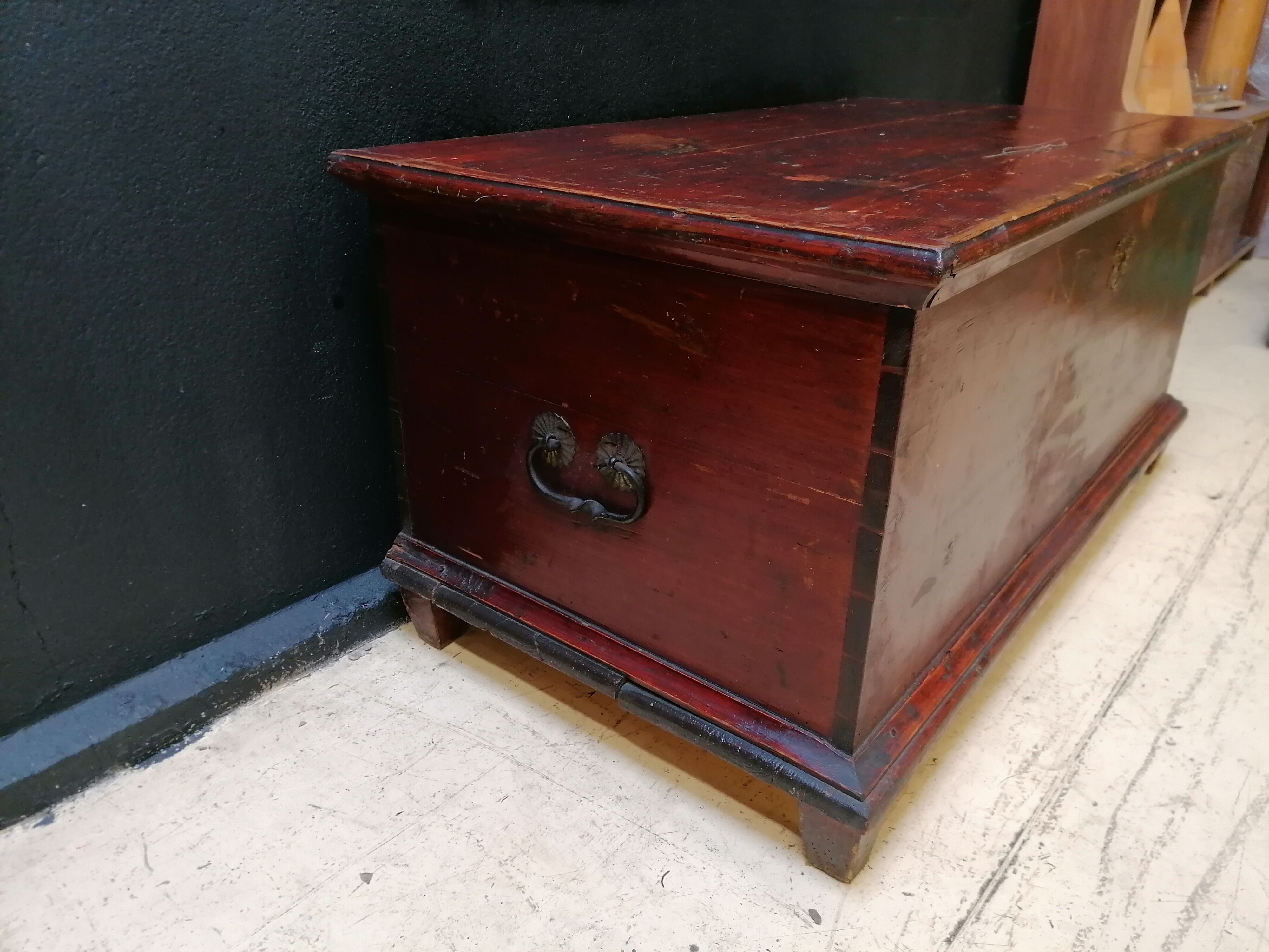 Large vintage chest old wooden trunk