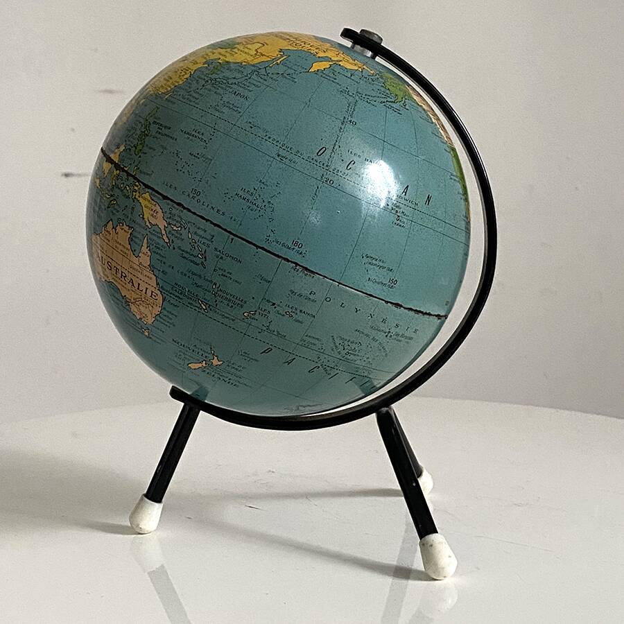 50s metal tripod globe