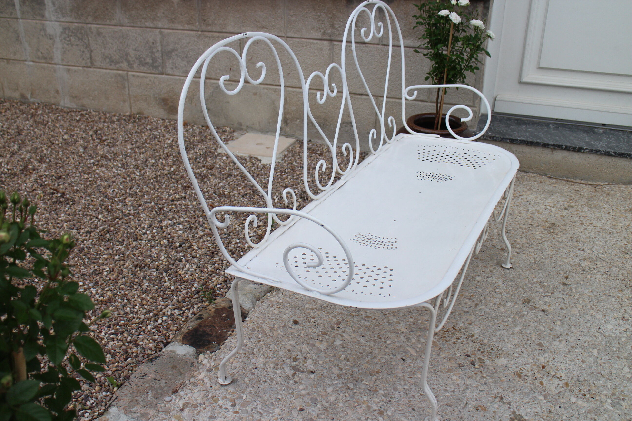 Iron garden bench
