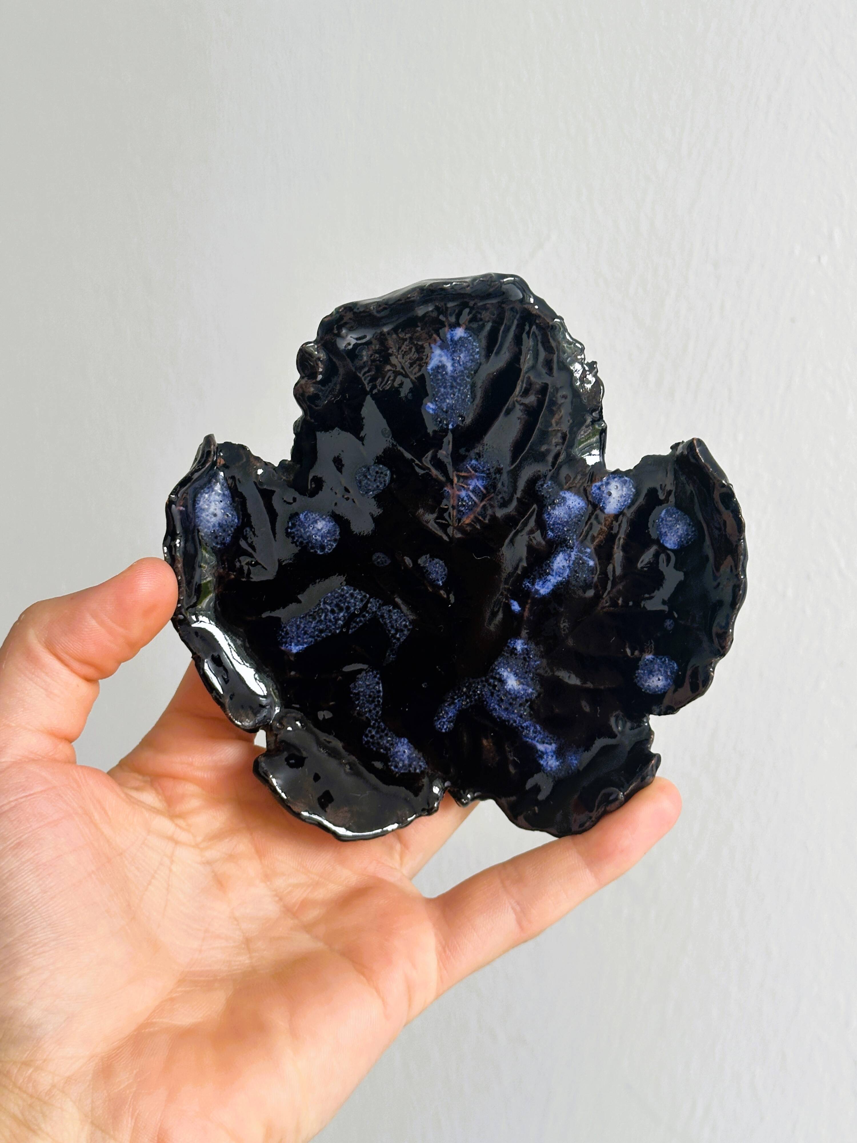 Handcrafted enameled black ceramic pocket emptier