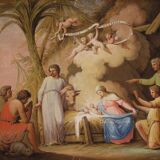 Painting tempera on paper Adoration of the Shepherds from 19th century