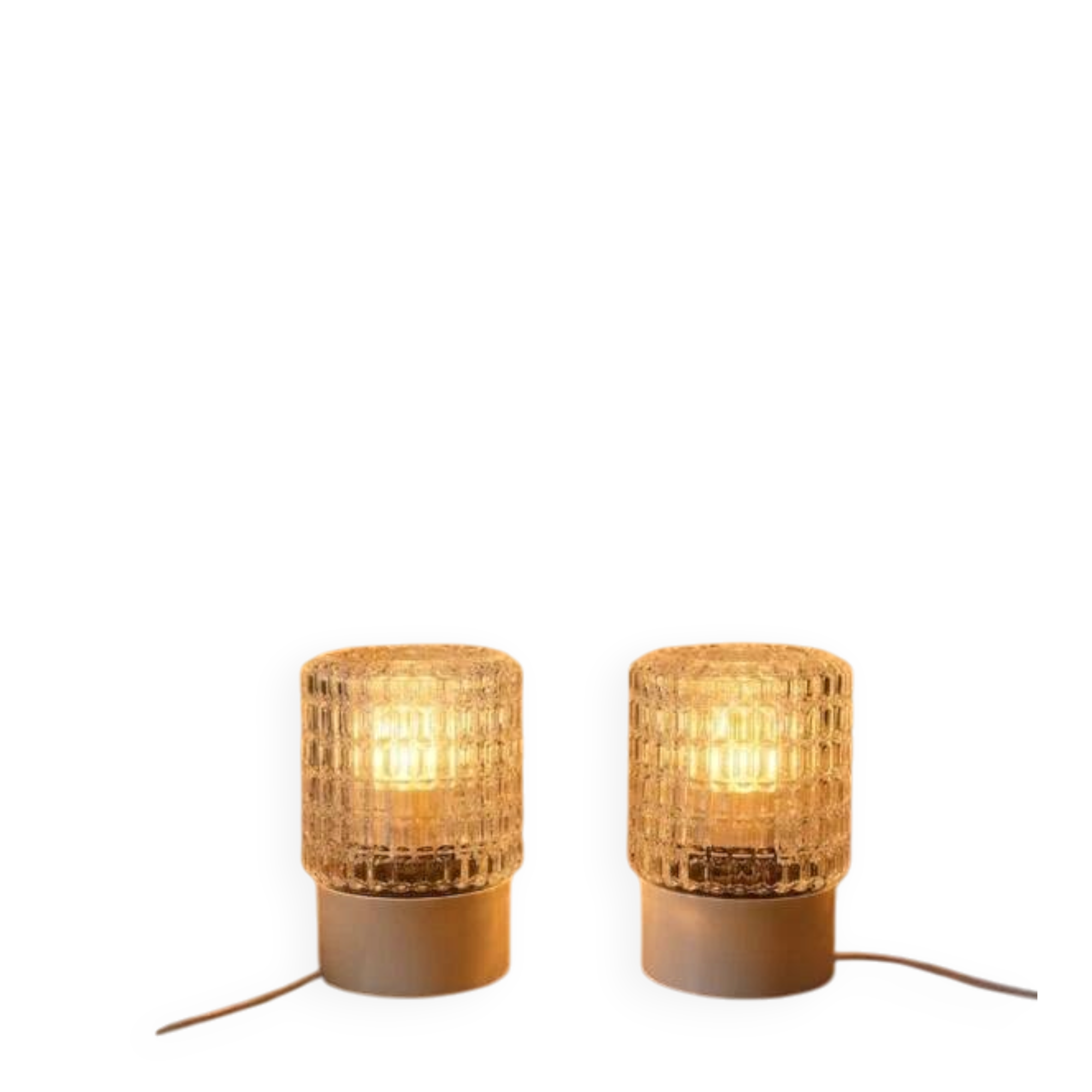 Pair of textured glass lamps 1970