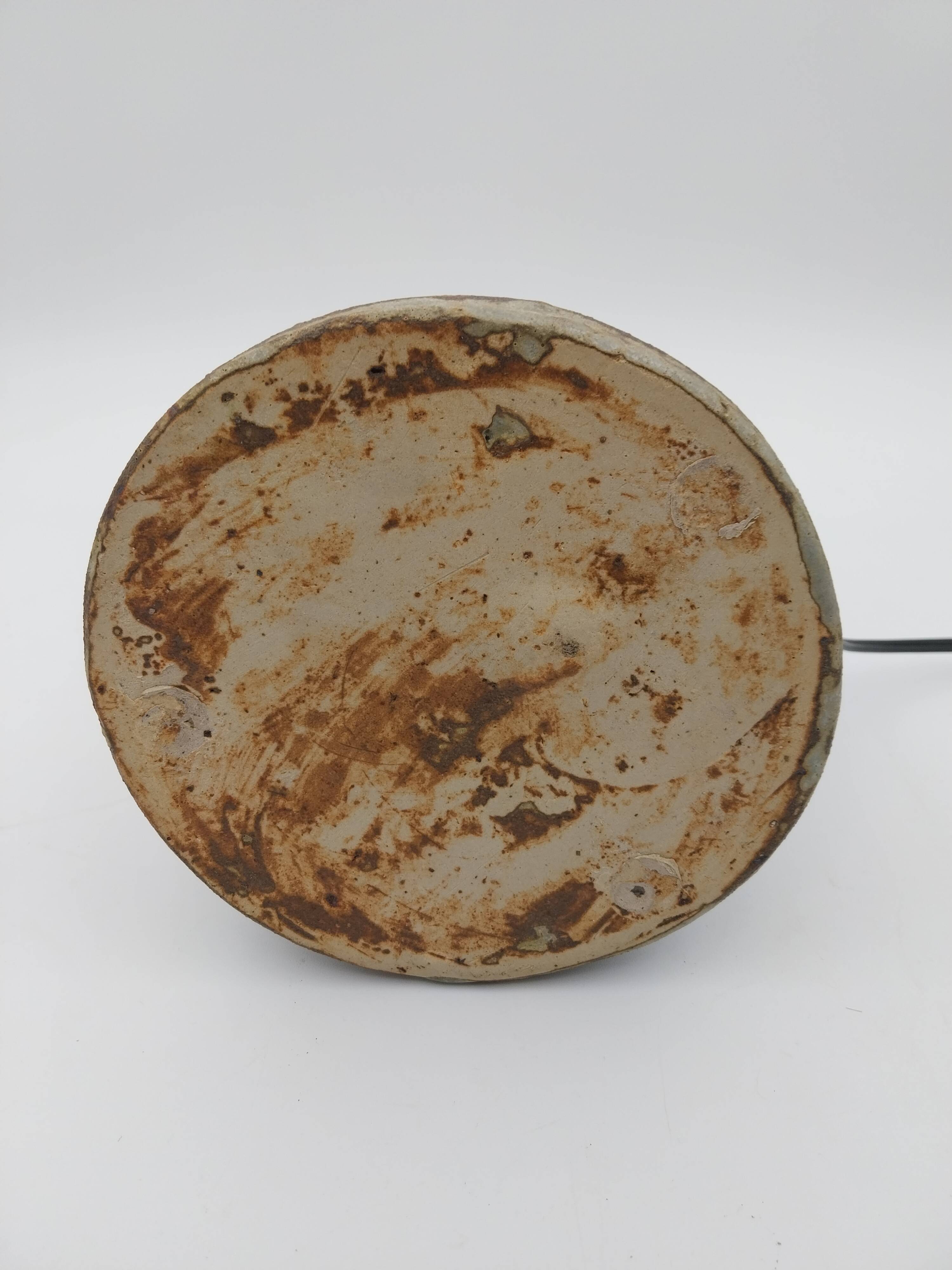 Vintage chamotte earthenware lamp unsigned