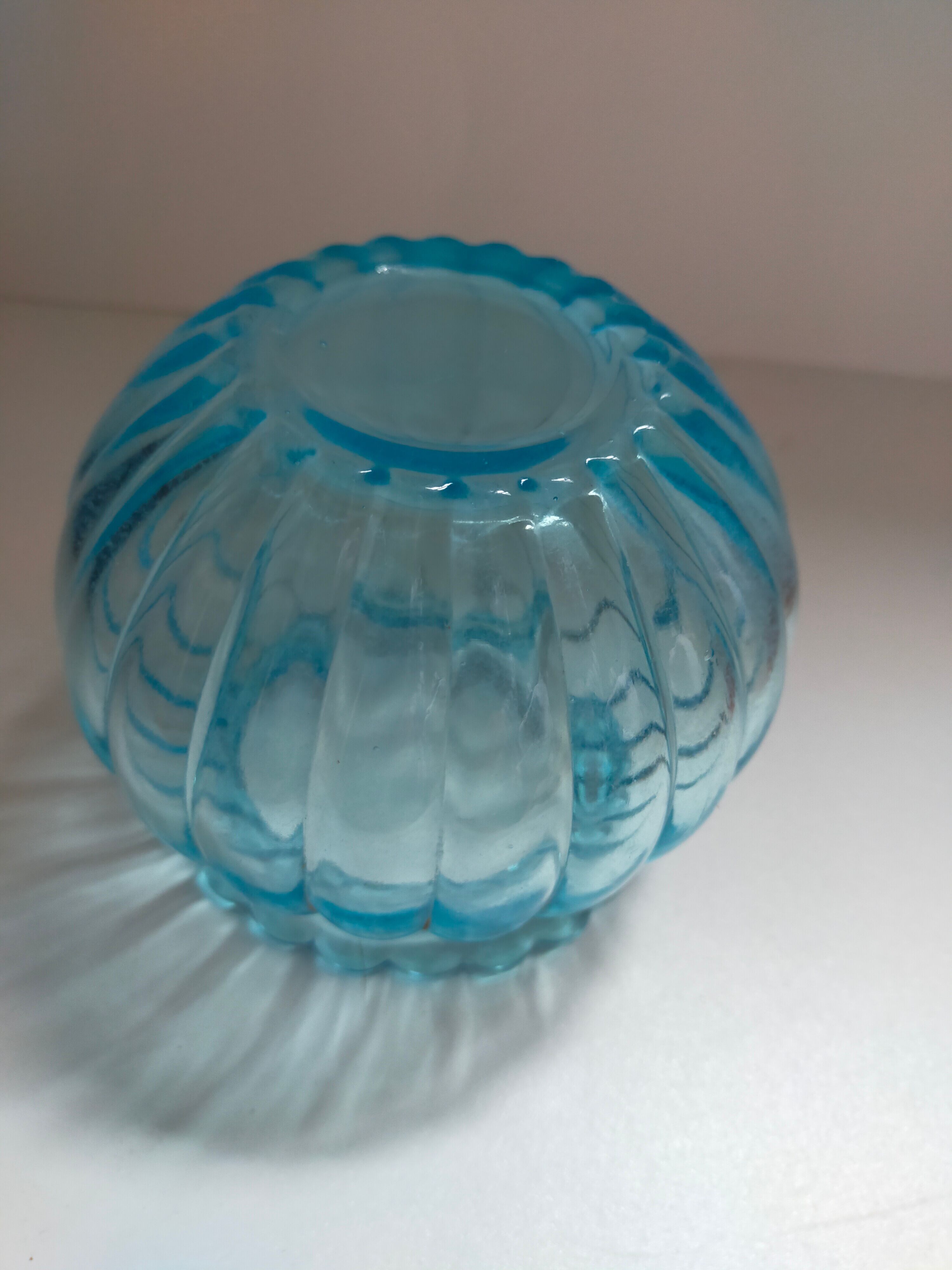 Signed blue ball vase