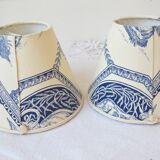 Lot de 2 abat-jour à clips toile de Jouy bleu