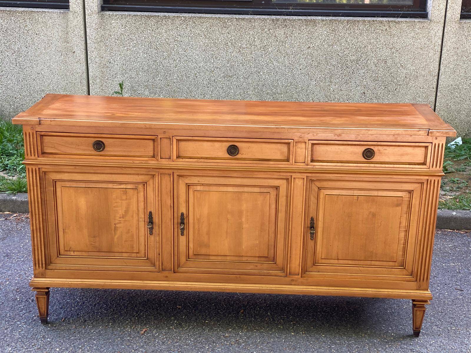 Louis XVI solid oak sideboard with 3 doors and 3 drawers, 175 cm