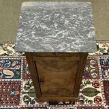 19th century bedside table in walnut, oak and marble top