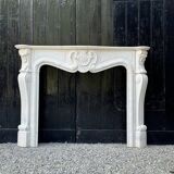 Louis XV style white Carrara marble fireplace circa 1980