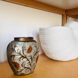 Vintage enamelled brass vase