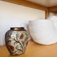Vintage enamelled brass vase