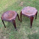 2 antique red stools