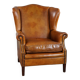 Wingback chair made of sheepskin leather in a light honey color