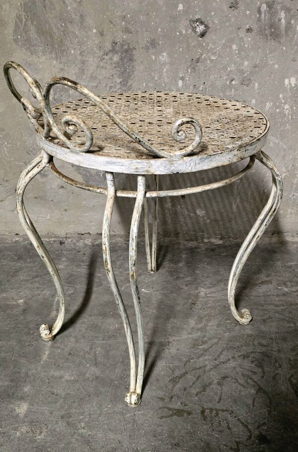 Chaise en fer forgé, blanche -  1940/1950