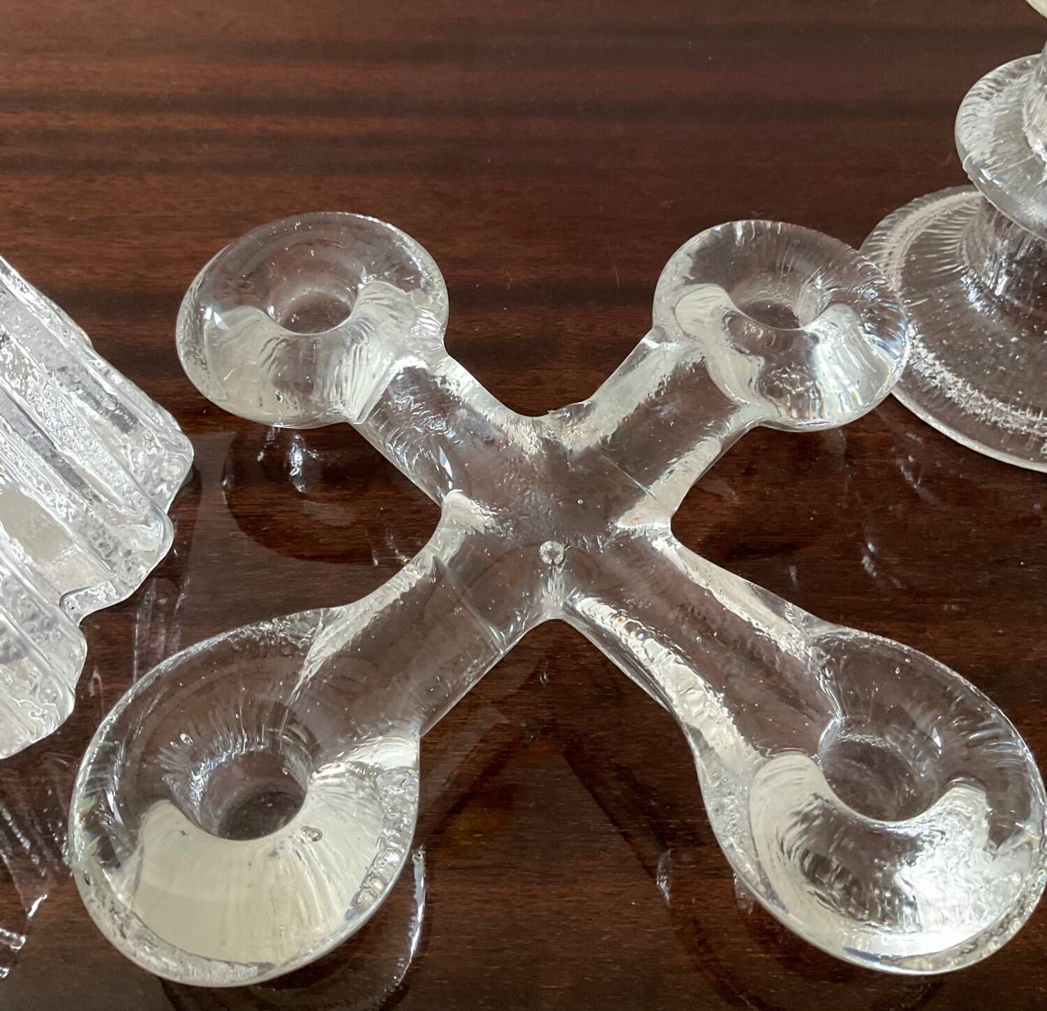 Series 6 vintage candlesticks pressed molded glass paste