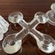 Series 6 vintage candlesticks pressed molded glass paste