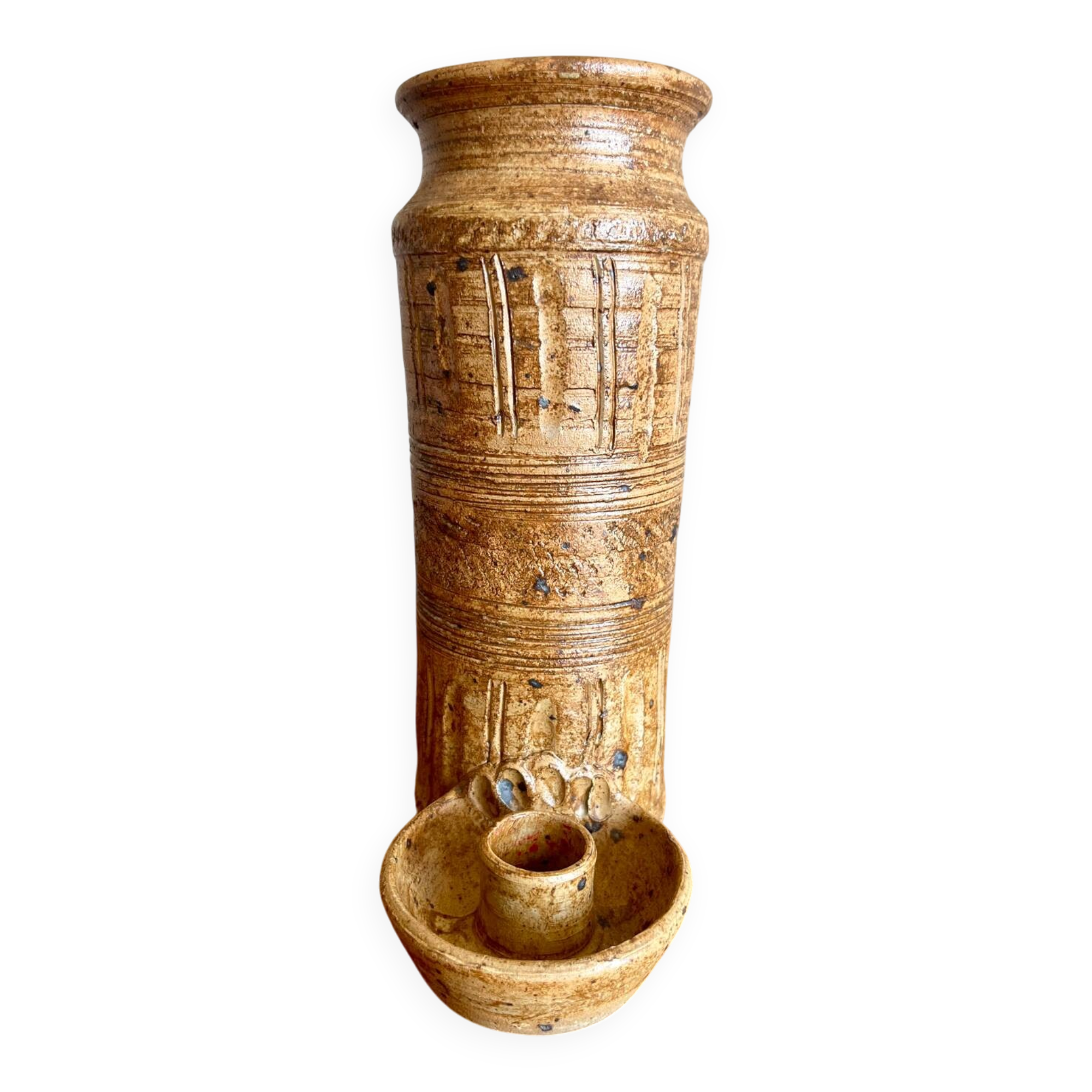 Vase / bougeoir grès vintage « La Hulotte »