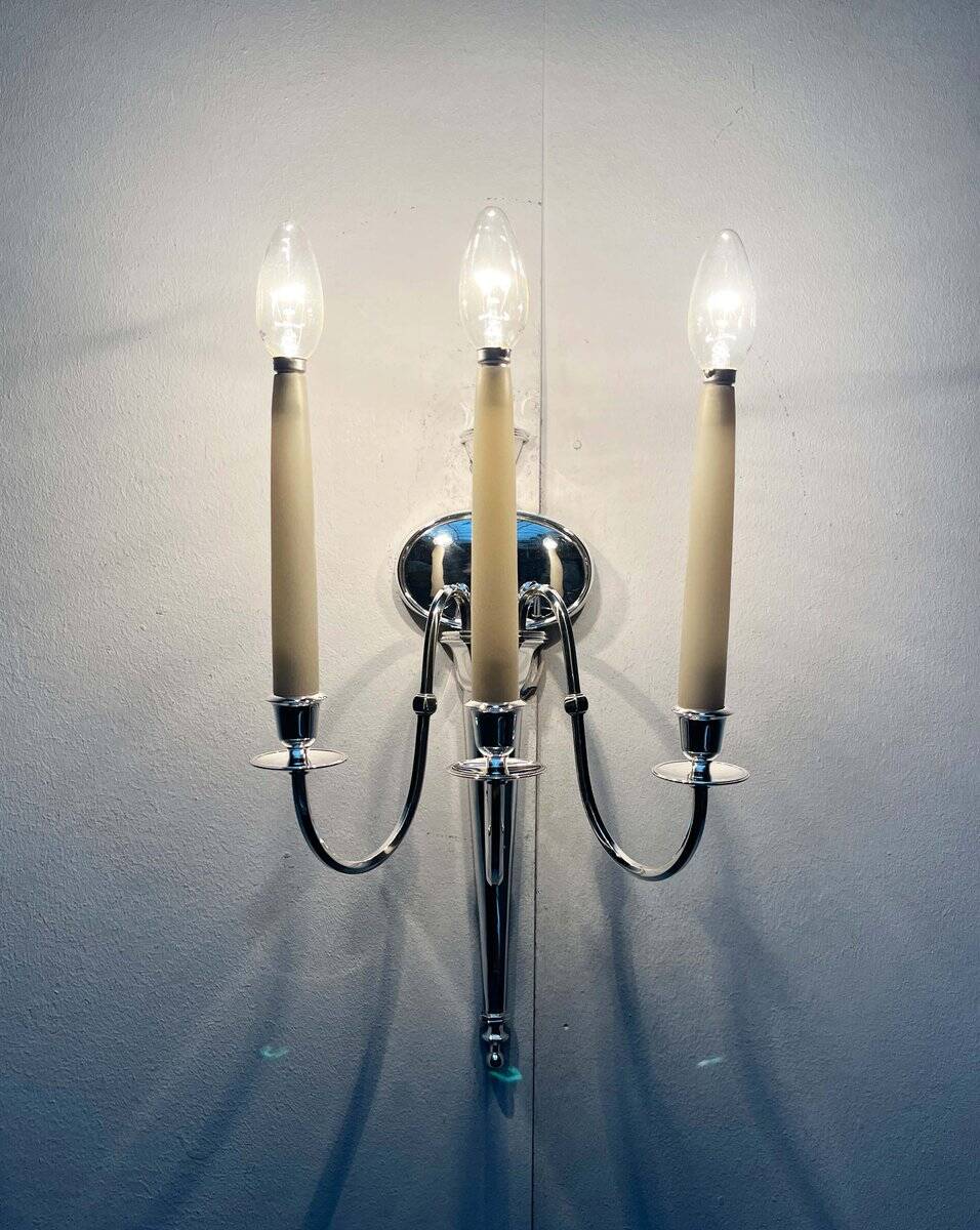 Vintage Italian neoclassical wall sconces in Hollywood Regency style, set of 3.