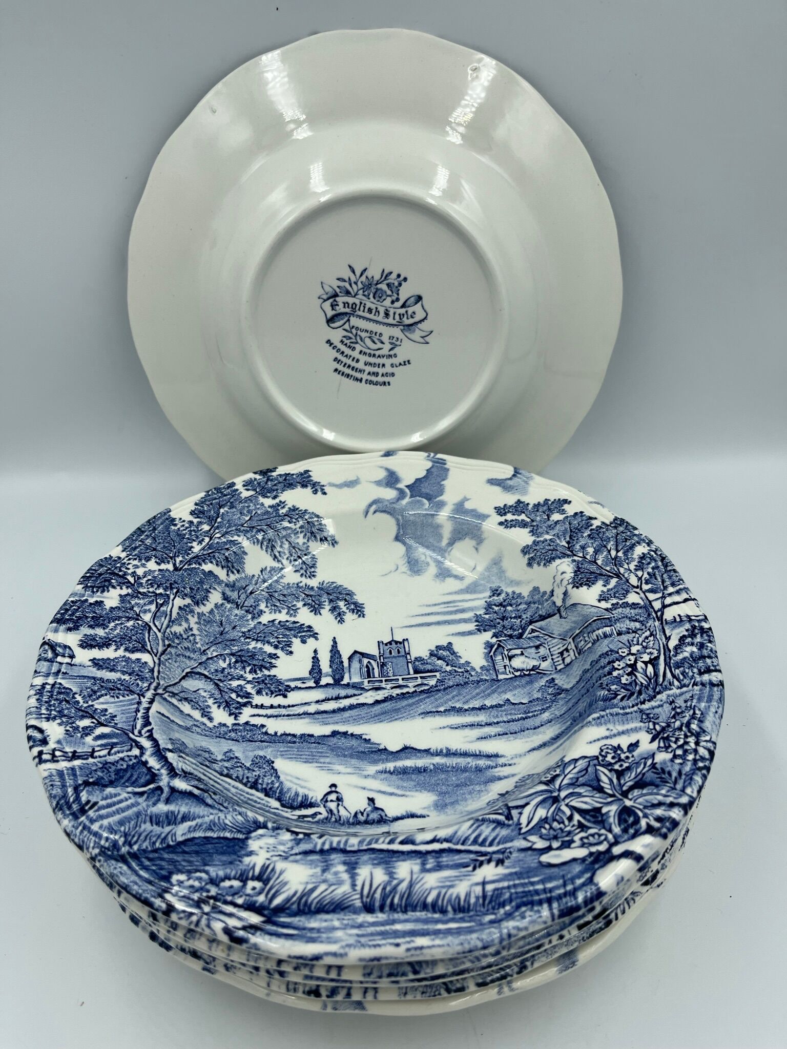 6 Hollow plates English Vintage style