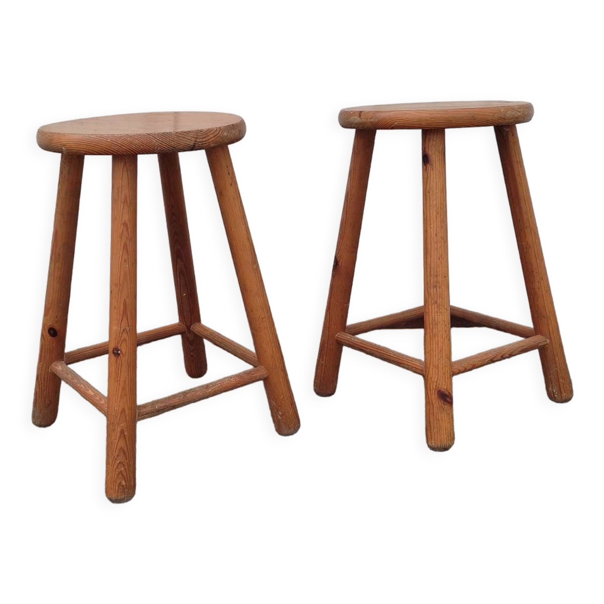 Pair of vintage pine stools