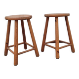 Pair of vintage pine stools