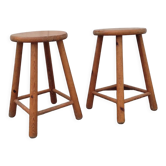 Paire des tabourets vintage en pin