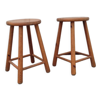 Pair of vintage pine stools
