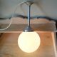 White opaline globe suspension on stem and aluminum metal structure