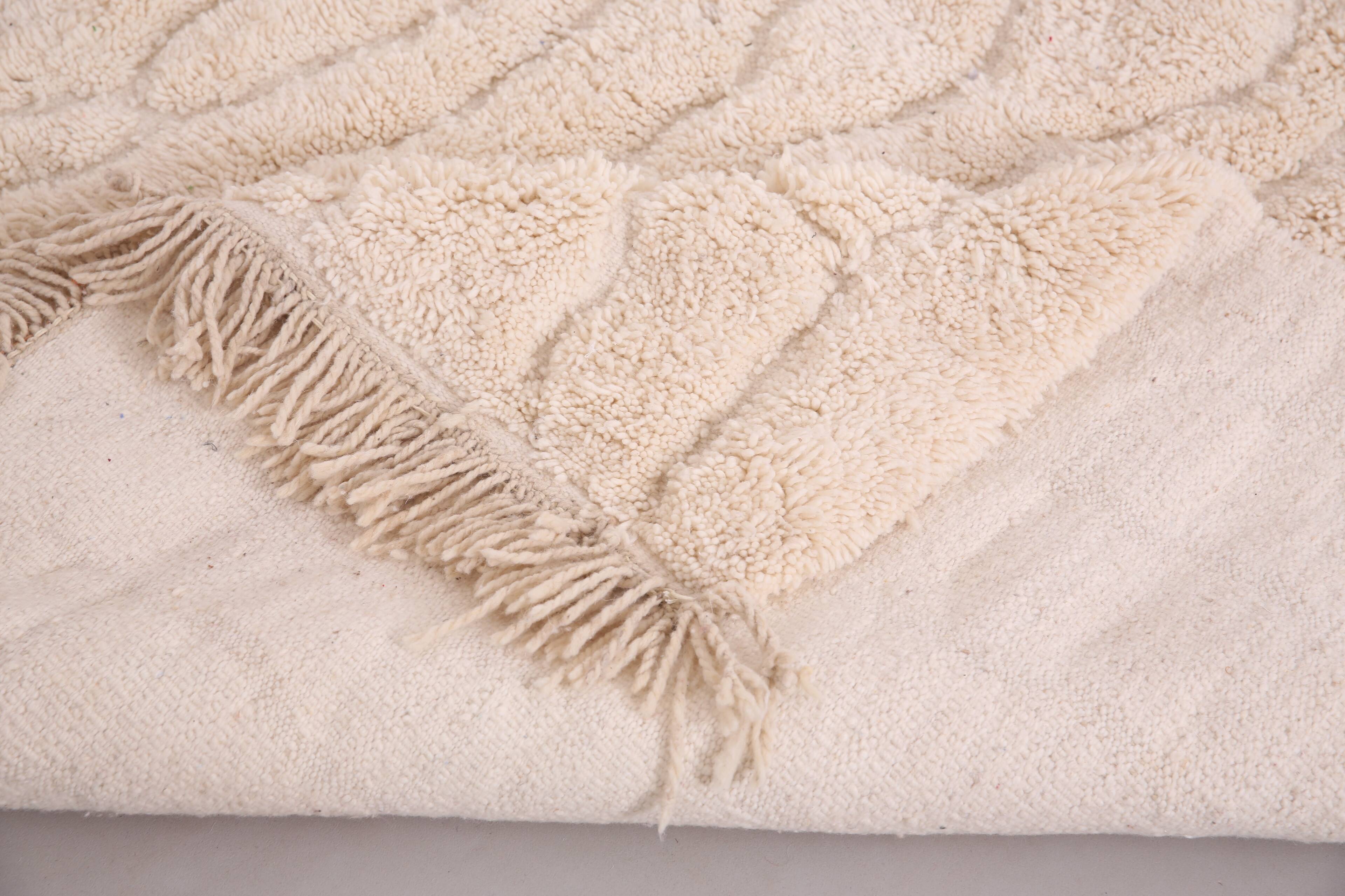 Cream Handmade Moroccan Rug 167 x 242 cm - Beige Beni Ourain Rug Berber