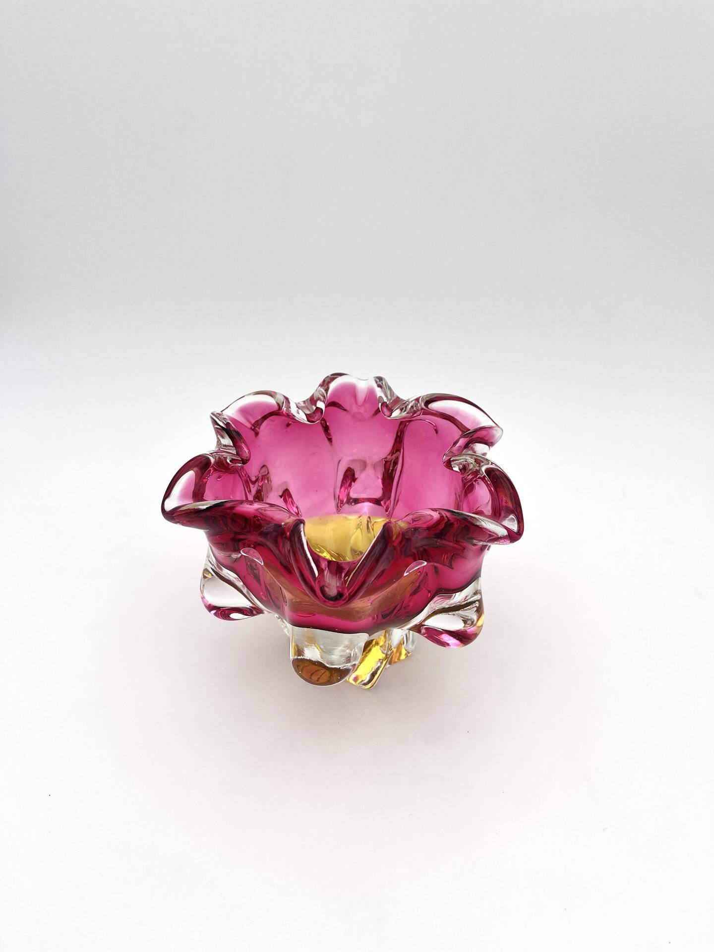 Bowl Ashtray Josef Hospodka Chribska Sommerso Rose 14cm 1.78kg