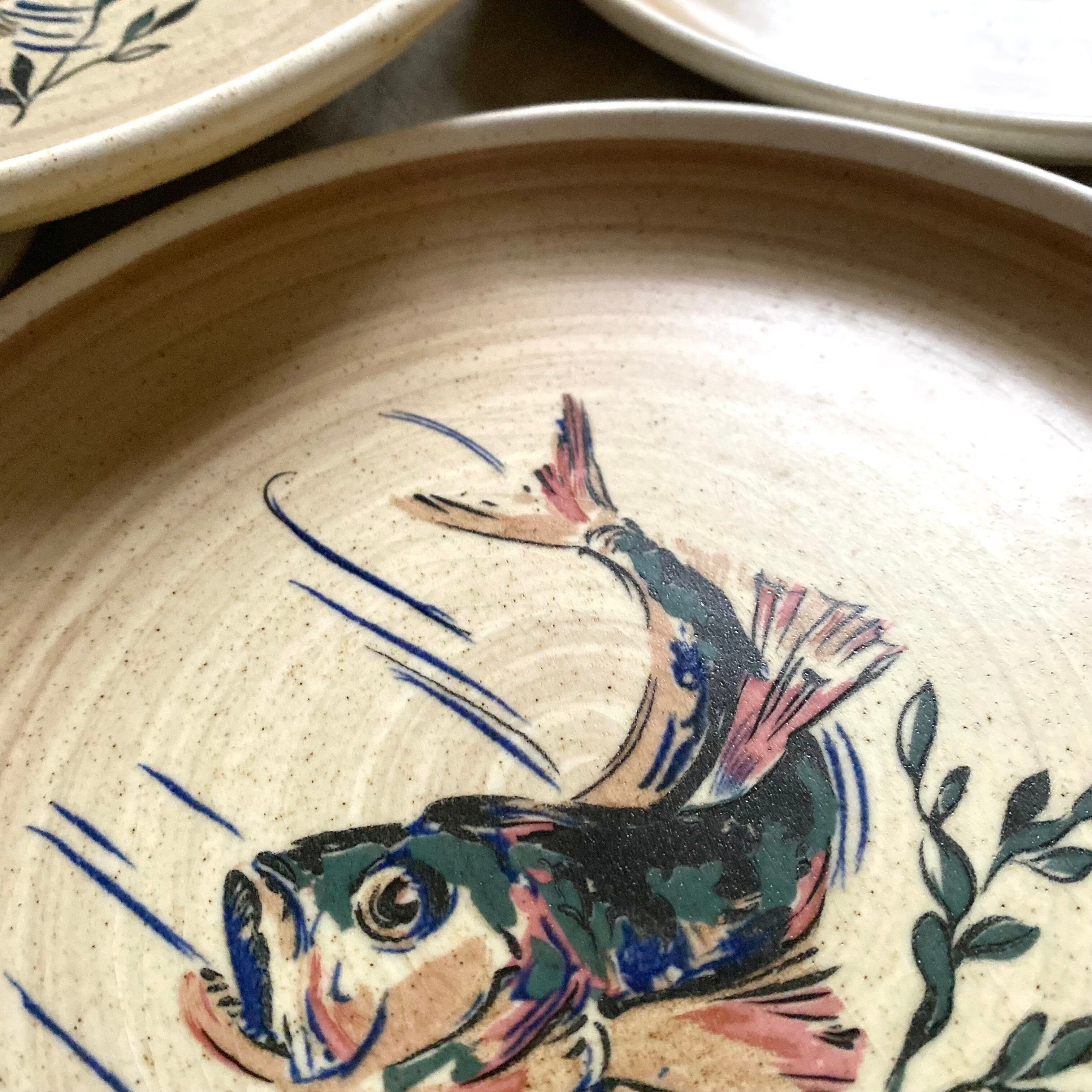 Flat plates Sarreguemines Fish Granville