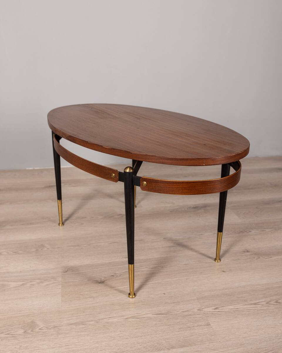 Table basse vintage en bois des années 60, design italien