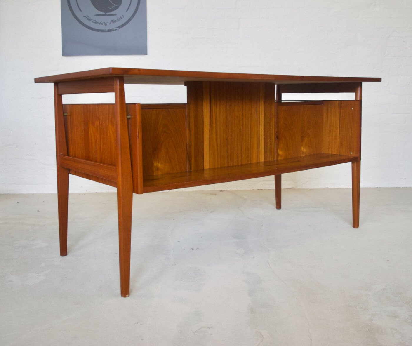 Teak 'Floating' Desk By Gunner Nielsen For Tibergaard, Denmark.